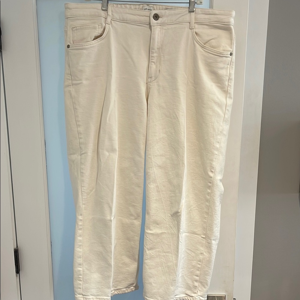 Women's Cream Wide Legs, Cropped Jeans